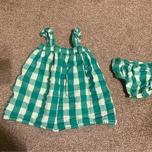 Hanna Andersson Teal and White Plaid Outfit